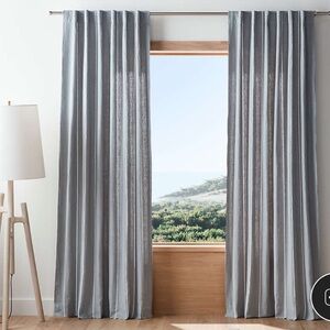 Crate&Barrel Linen blackout Double Pinstripe Window Curtain Panels 52"x120"